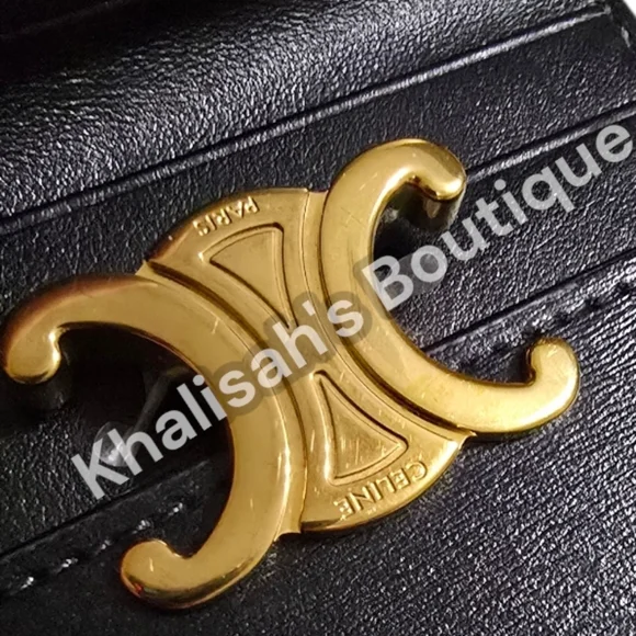 LIKE NEW!!! CELINE COMPACT WALLET WITH COIN TRIOMPHE IN Shiny Calfskin TRIFOLD - Picture 12 of 16
